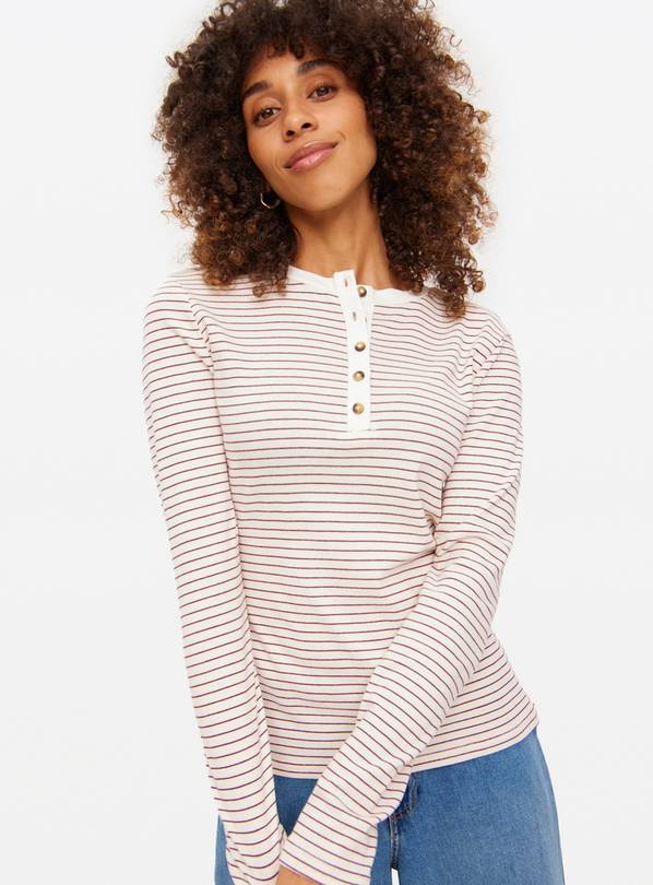 Burgundy Stripe Placket Top 22